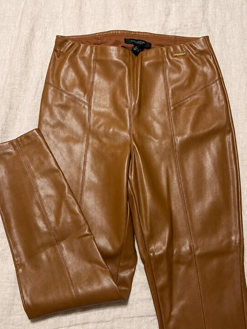Faux Leather Brown High-Waist Pants
